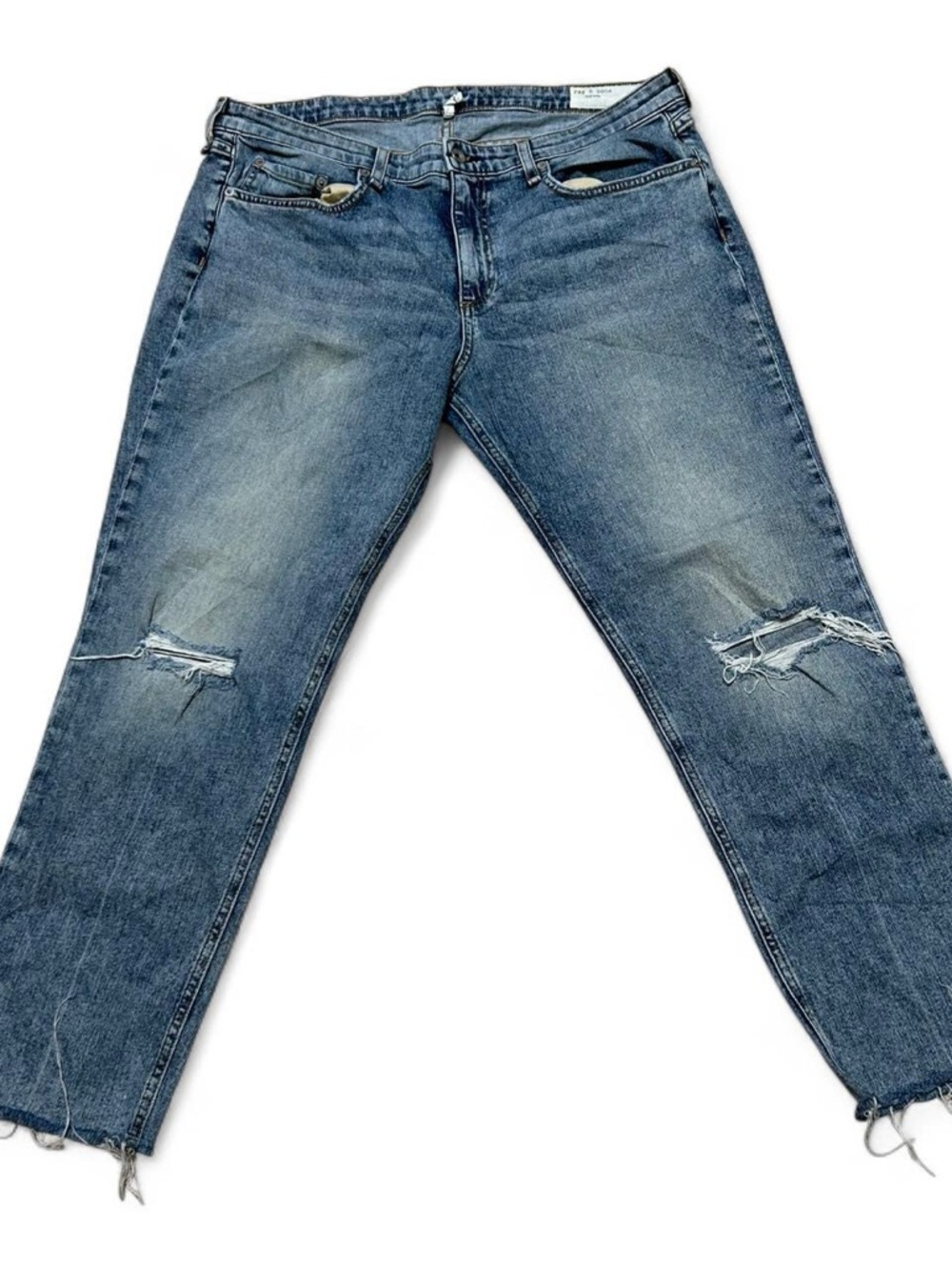rag & bone Slim Straight Distressed Blue Jeans